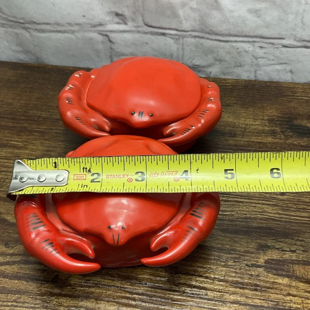 Pair Of Vtg Porcelain Crab Shaped Butter Pot Dishes Ramican From Czechoslovakia - Picture 11 of 13